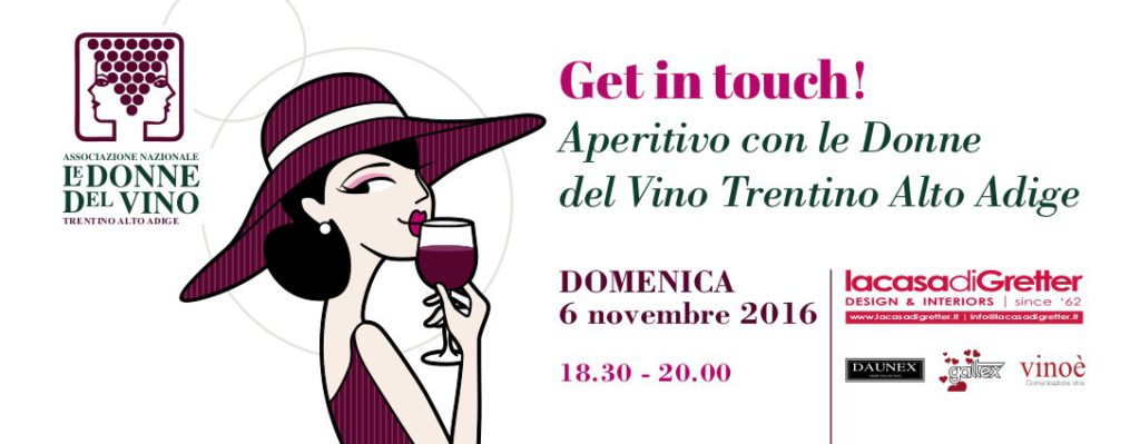 L'immagine di Get in touch, l'aperitivo delle Donne del vino del Trentino Alto Adige